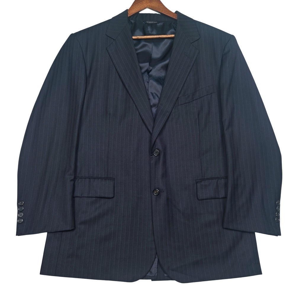 Vtg Brooks Brothers Pinstripe Golden Fleece Wool Suit Jacket 44R‎ Blue USA Union